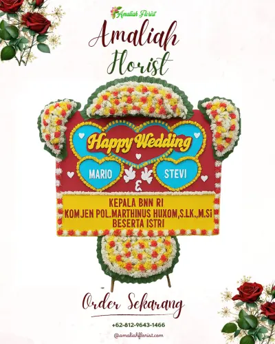 Karangan Papan Bunga Pernikahan di Pebatan